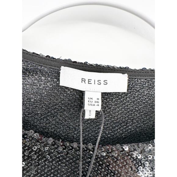REISS Julianne Black Sequin Top Size 4 US NWT - Picture 6 of 6